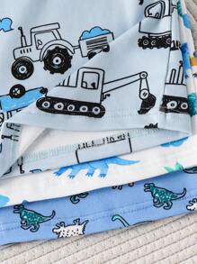 6pcs/Set Boy Pajamas - Cartoon Galaxy & Ocean Animal Print Snug Fit T-Shirt And Shorts Set, Toddler Boys