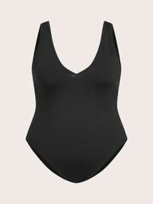 SHEIN EZwear 3pcs Black Plus Size Bodysuit Set - Black - View 10