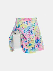 SHEIN 青少年女孩高腰渐变色印花时尚短裙，瑜伽迷你裙 - 触感如肌肤，如黄油般柔软，超柔软