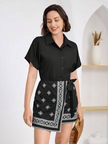 Miaspire 女士日常两件套服装 - 黑與白 - 查看 4