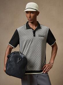 AKNOTIC Business Casual 男士提花“Old Money”高尔夫 Polo 衫，修身弹力短袖，时尚休闲装，适合日常、通勤、春夏季、度假、派对、婚礼、情侣装、男友礼物、沙滩装、父亲节礼物、学校