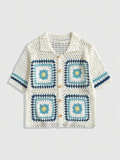 Street Life Chandail tricoté à la main vintage à col écossais pour hommes