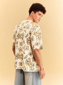 TOM & JERRY X SHEIN Camiseta de manga corta con cuello redondo de estampado de dibujos animados para el verano - Multicolor - Ver 2