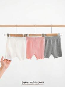 Cozy Pixies Set di 3 pantaloncini casual con vita elastica e motivo a cuore per bambine - Multicolore - Visualizzare 4