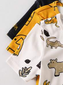 6pcs/Set Young BoyCartoon Galaxy & Ocean Animal Print Snug Fit T-Shirt And Shorts Pajama Set - Multicolor - View 7