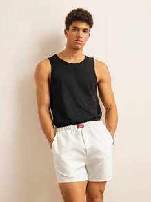 Manfinity Unisex Assorted Sizes Elastic Waist Patchwork Hem Men's Loose Fit Shorts