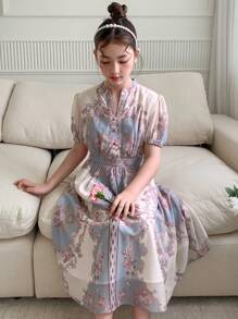 DAZY Tween Girls' Summer Fashionable Short Sleeve Dress - Multicolor - View 1