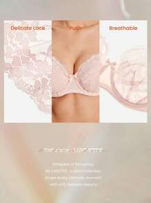 LUVLETTE Woman Full Coverage Lingerie Lounge Curve Support & Breathable Underwire Sexy Unlined Minimizer Lace Elegance Bra Bridal Intimates - Baby Pink - View 6