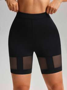 Easithlete Women's Mesh Patchwork Sexy Yoga Shorts