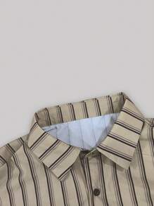 SHEIN Manfinity Dauomo Men's Summer Casual Striped Pocket Button-Down Shirt & Shorts Set - Multicolor - View 5