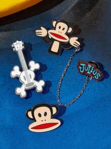 Paul Frank X SHEIN 3pcs/Set Zinc Alloy Funny & Cute Letter Style Decorative Brooch Pins - Multicolor - View 2