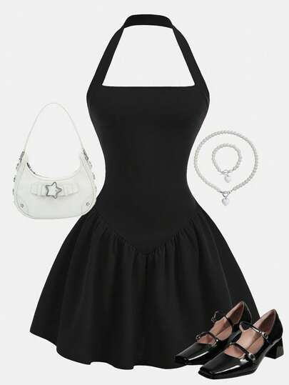 Girlism Vestido mini rojo de línea A, ajustado, de punto, con tirantes finos, con la cintura ceñida, para fiestas del Día de San Valentín o clubes, para chicas adolescentes