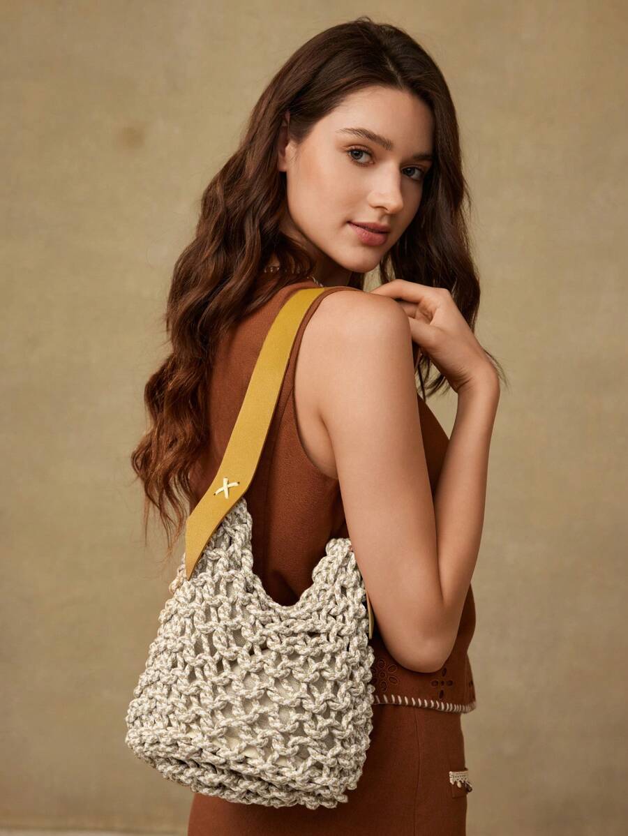 MOTF PREMIUM VACATION BRAID SHOULDER BAG - Beige - View 1
