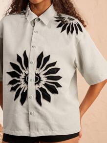 Manfinity VCAY 多件装男士翻领短袖宽松新款印花衬衫 - 淺灰色 - 查看 2