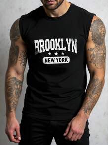 RivetRise Men's Black Fitted Letter Print Top - Black - View 1