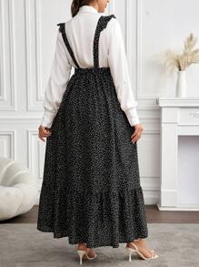 SHEIN Maternity Casual Polka Dot Print Ruffle Hem Dress, Spring/Summer - Black - View 2