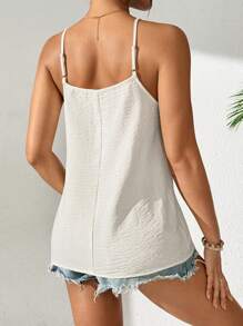 SHEIN LUNE Top informal de verano con pliegues sueltos de unicolor para mujer - Amarillo - Ver 2