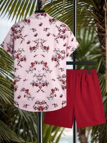 Manfinity Swimmode Men's Shirt And Shorts Set, Fashion Suitable For Summer Men Swim Trunks - Multicolor - View 9