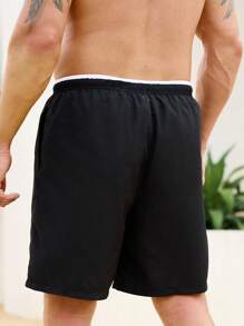 Manfinity Swimmode Men's Letter Print Drawstring Waist Casual Beach Shorts