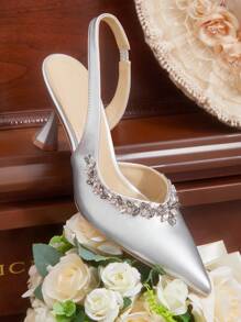 CUCCOO HITCHD Mặt dây chuyền thời trang nữ Giày cao gót bạc, Dành cho đám cưới, tiệc tối - Bạc - Xem 3