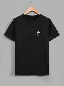 RueChic Set de 3 camisetas de manga corta regulares con estampado de vibe de verano para hombre