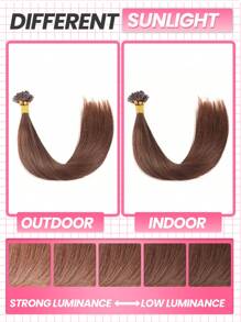 160 piezas de extensiones de cabello humano rectas tipo U-Tip de alta calidad con queratina para mujeres principiantes, fáciles de usar, extensiones de cabello color marrón - S4 - Ver 5