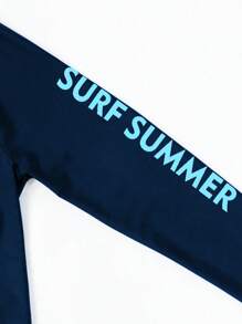 Manfinity Swimmode Men's Letter Print Raglan Sleeve Long Sleeve Surf T-Shirt - Multicolor - View 3