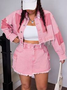 SHEIN ICON Fashion High-Waist Denim Shorts, Suitable For Summer - Pink - View 1