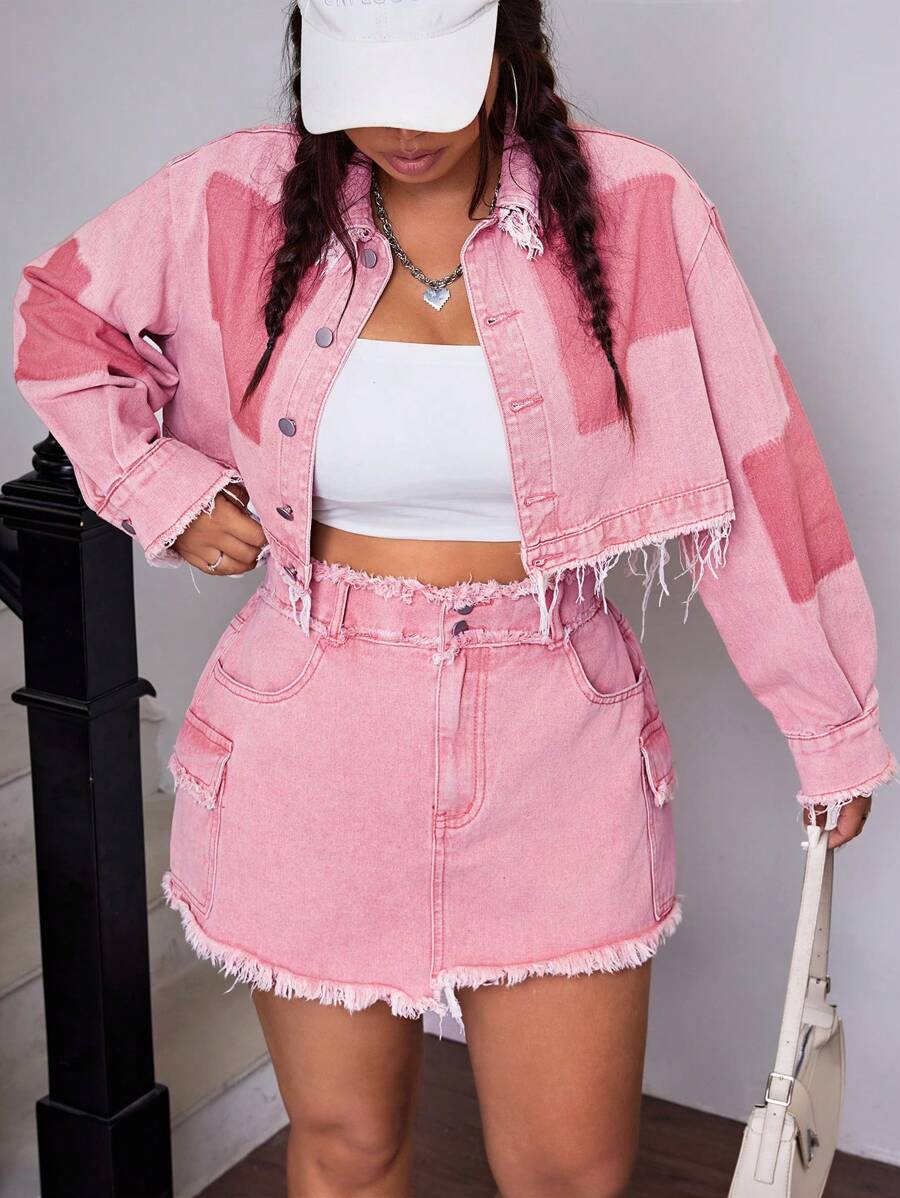 SHEIN ICON Fashion High-Waist Denim Shorts, Suitable For Summer - Pink - View 1