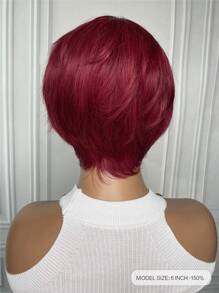 6 Zoll kurze Pixie Schnitt Perücke ohne Kleber mit Pony für Frauen, natürliches glattes Echthaar