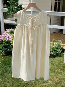 Comfortcana Boho Embroidered Sleeveless Dress, Summer - Apricot - View 2