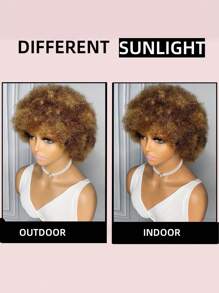 6inch 150% Density Afro Kinky Curly Wig Short Fluffy Hair With Bangs Human Hair Wig For Halloween Costumes - SP4/27 - View 8