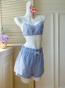 Comfortcana 夏季度假服装沙滩蓝色比基尼两件套女装 - 藍色 - 查看 6