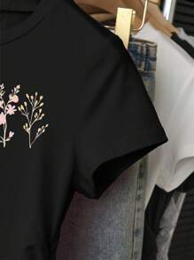 INAWLY تيشيرت نسائي بياقة مستديرة وأكمام قصيرة، موضة الصيف