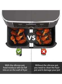 1 pieza/2 piezas/3 piezas Forros de silicona para freidora de aire, bandejas de horno rectangulares reutilizables de silicona, antiadherentes y fáciles de limpiar - Negro - Ver 3