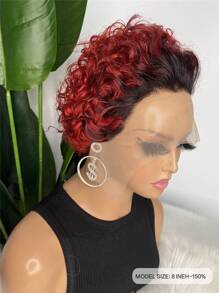 1B/Red 6inch Pixie Cut Wig Human Hair 13x1 Lace Frontal Wigs Human Hair Short Wig - S1/Red - View 5