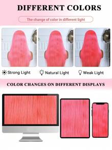 Hot Pink 13x4 Lace Front Human Hair Wigs For Women Transparent Lace Long Straight Remy Hair Daily Party Vacation All Day Wear 150% Density 22 Inches