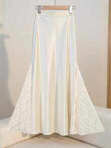 Chiquease Apricot Contrast Lace Elegant A-Line Skirt For Women, Spring/Summer Fall Cloth For Women - Apricot - View 1
