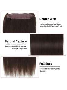 16inch Invisible Wire Fish Line 4 Clips In Hairpiece Human Hair Extensions Straight For Women 100g Clip Ins Hair Extensions - S2 - View 4