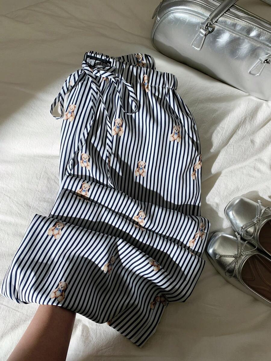 Comfortcana 熊条纹印花声音抽绳休闲裤 - 彩色 - 查看 1