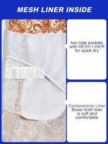 Manfinity KASUA Men's Casual Paisley Print Drawstring Waist Pocket Beach Shorts - Brown - View 4