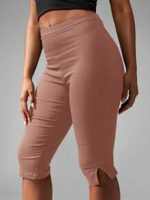 MISSGUIDED 经典卡普里裤，侧开衩运动健身休闲服，高腰修身休闲夏季运动裤