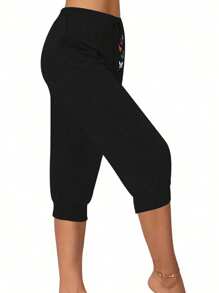 SHEIN LUNE Pantalones casuales de verano con estampado de mariposa para mujer