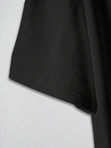 INAWLY Áo thun cổ tròn tay ngắn in họa tiết quả anh đào cho nữ - màu đen - Xem 4