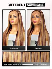 Honey Blonde Piano Color Highlight Straight 13 X 4 Lace Front Human Hair Wig 150 Density Pre Plucked With Baby Hair For Women Highlight Color - S4/27 - View 7