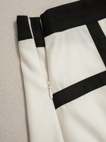 Franclia 女士春季撞色拉链侧褶裙 - 杏色 - 查看 3