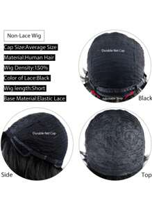 6 Zoll kurze Pixie Schnitt Perücke ohne Kleber mit Pony für Frauen, natürliches glattes Echthaar