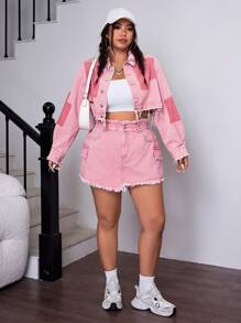 SHEIN ICON Fashion High-Waist Denim Shorts, Suitable For Summer - Pink - View 4