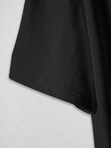 Áo thun cổ tròn tay ngắn cỡ lớn cho nữ, thời trang mặc mùa hè - màu đen - Xem 4