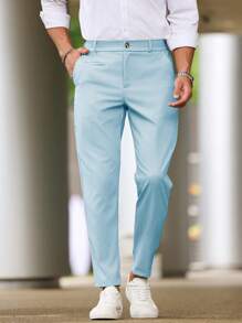 Manfinity Bizformal Pantalones de moda de unicolor para hombres, apropiados para el verano